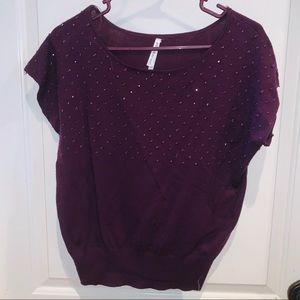 Purple embellished sweater
